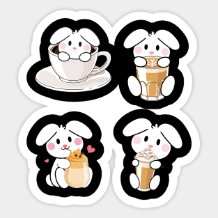 bunnies with coffee Sticker